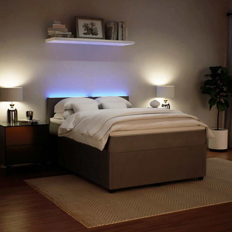 Pat box spring cu saltea, gri deschis, 160x200 cm, catifea