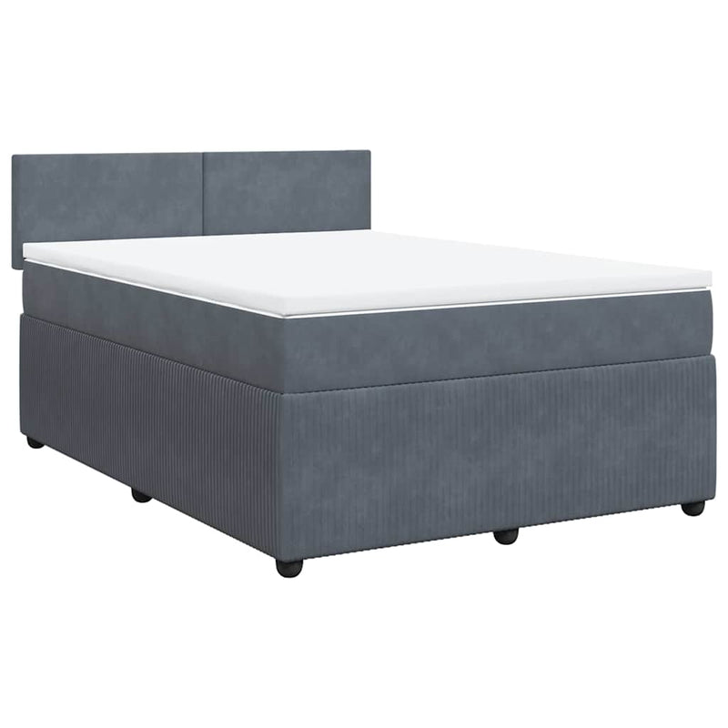 Pat box spring cu saltea, gri închis, 160x200 cm, catifea