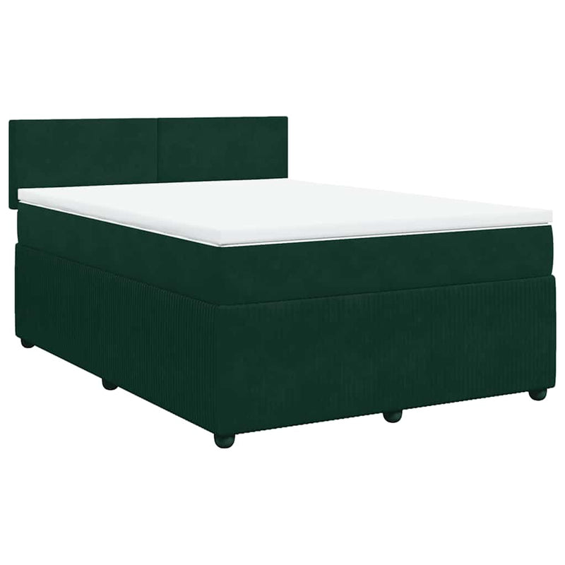 Pat box spring cu saltea, verde închis, 160x200 cm, catifea