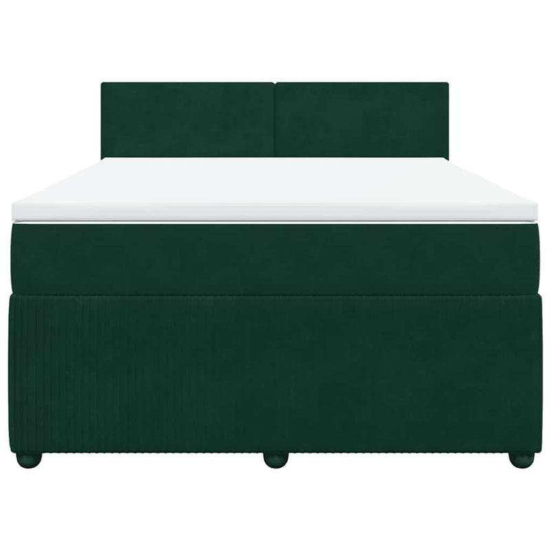 Pat box spring cu saltea, verde închis, 160x200 cm, catifea