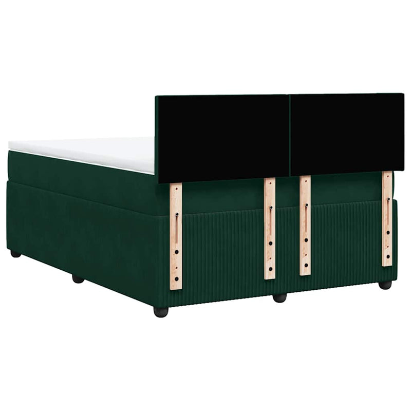 Pat box spring cu saltea, verde închis, 160x200 cm, catifea