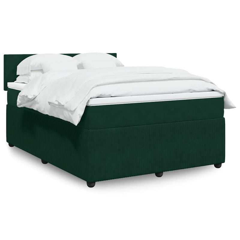 Pat box spring cu saltea, verde închis, 160x200 cm, catifea