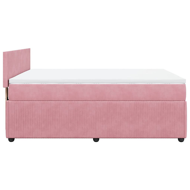 Pat box spring cu saltea, roz, 160x200 cm, catifea