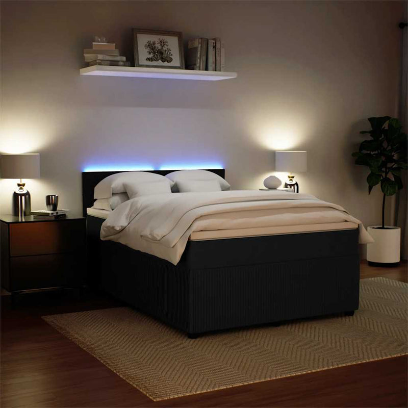 Pat box spring cu saltea, negru, 160x200 cm, catifea