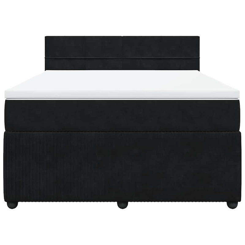 Pat box spring cu saltea, negru, 160x200 cm, catifea