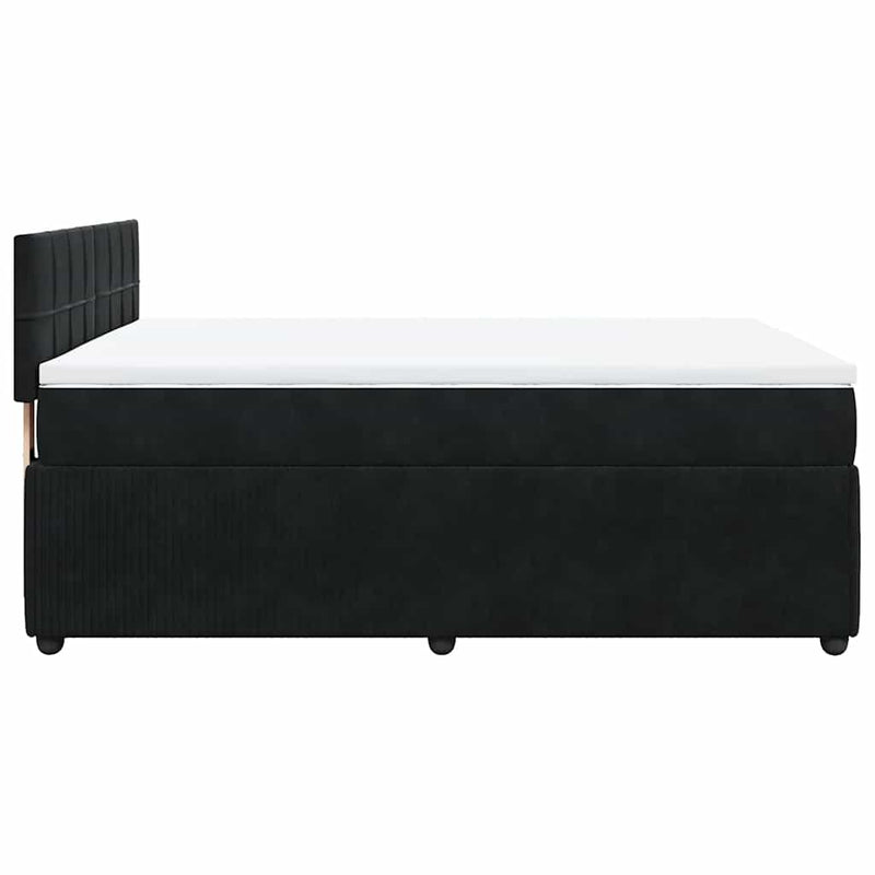 Pat box spring cu saltea, negru, 160x200 cm, catifea