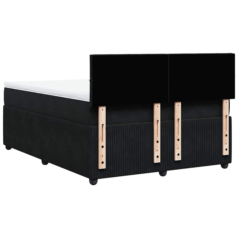 Pat box spring cu saltea, negru, 160x200 cm, catifea