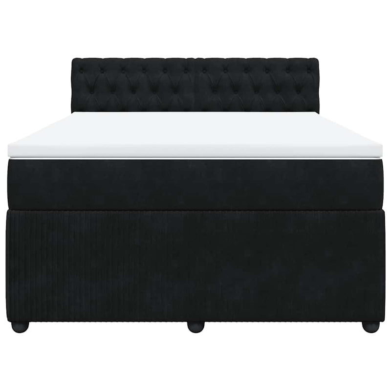 Pat box spring cu saltea, negru, 160x200 cm, catifea