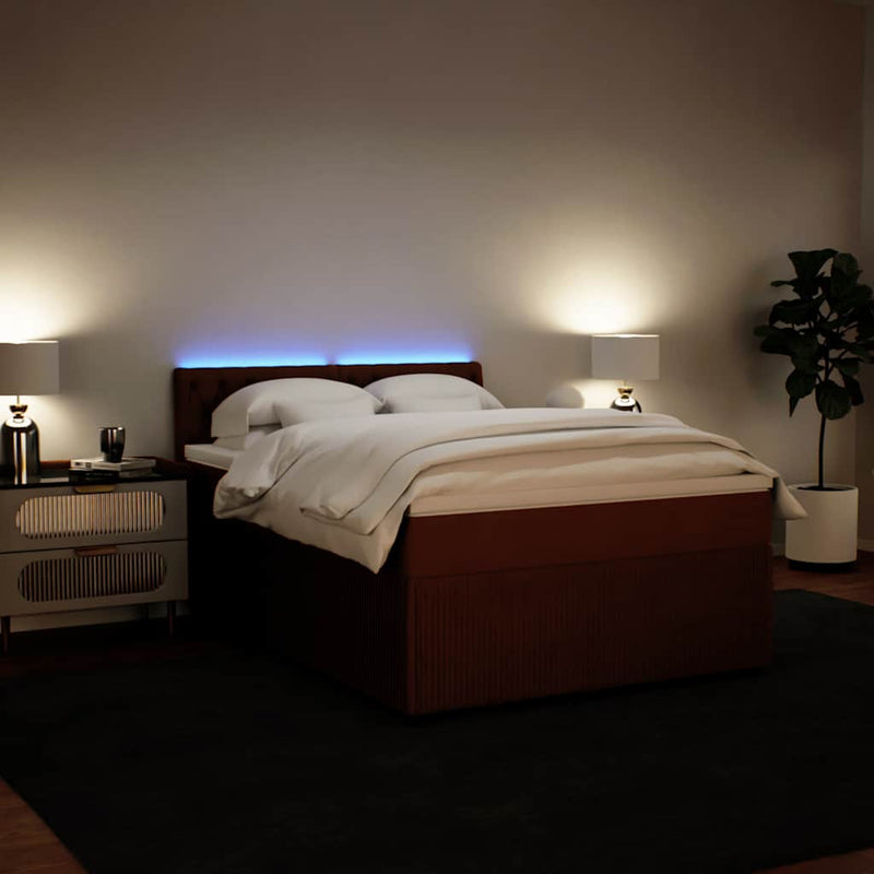 Pat box spring cu saltea, roz, 160x200 cm, catifea
