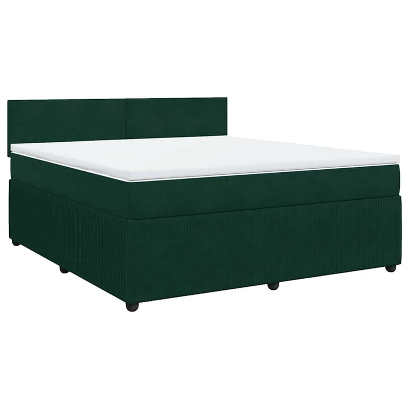 Pat box spring cu saltea, verde închis, 180x200 cm, catifea