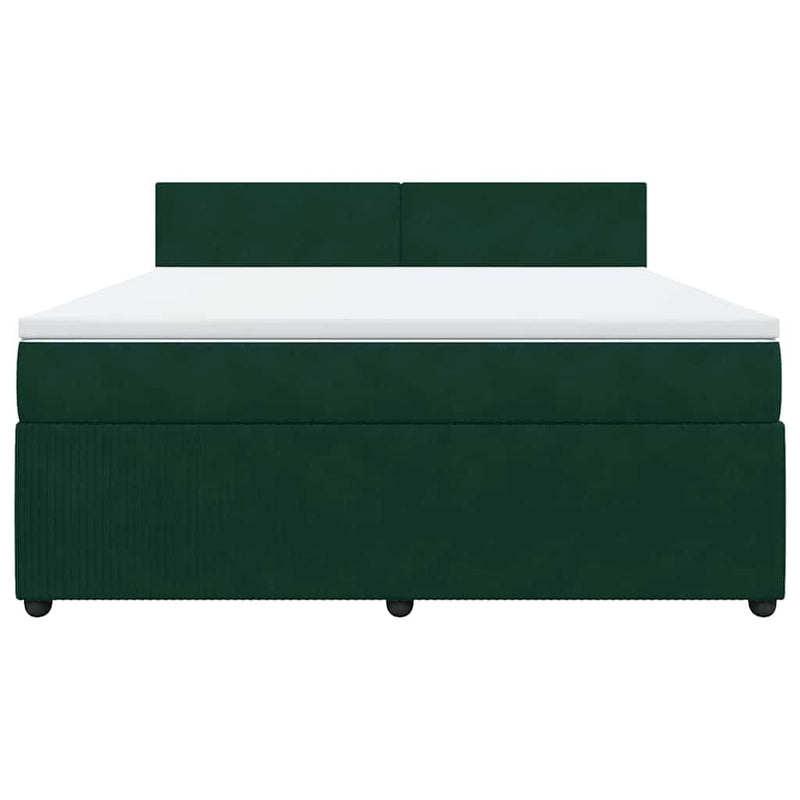 Pat box spring cu saltea, verde închis, 180x200 cm, catifea