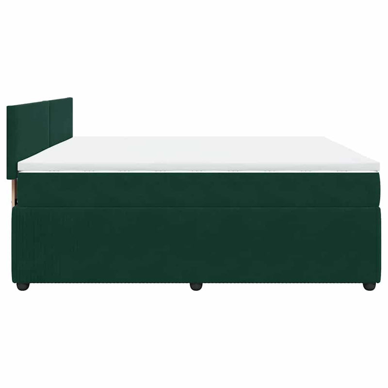 Pat box spring cu saltea, verde închis, 180x200 cm, catifea