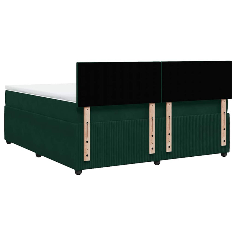 Pat box spring cu saltea, verde închis, 180x200 cm, catifea