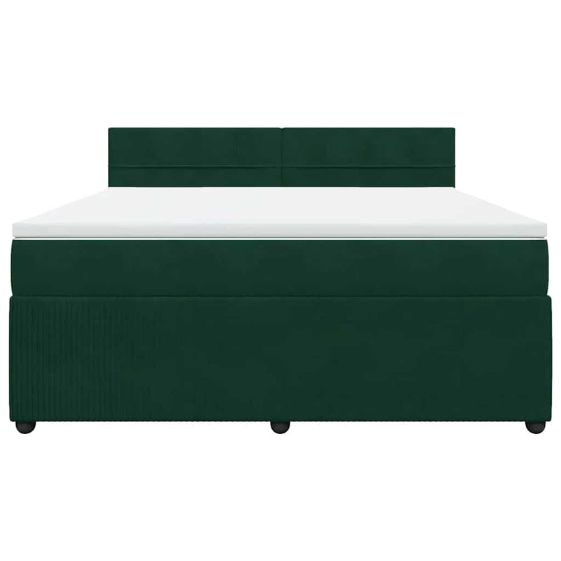 Pat box spring cu saltea, verde închis, 180x200 cm, catifea