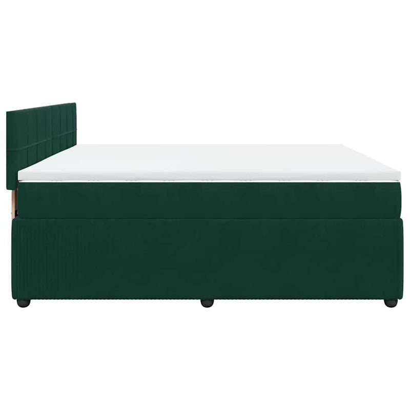 Pat box spring cu saltea, verde închis, 180x200 cm, catifea