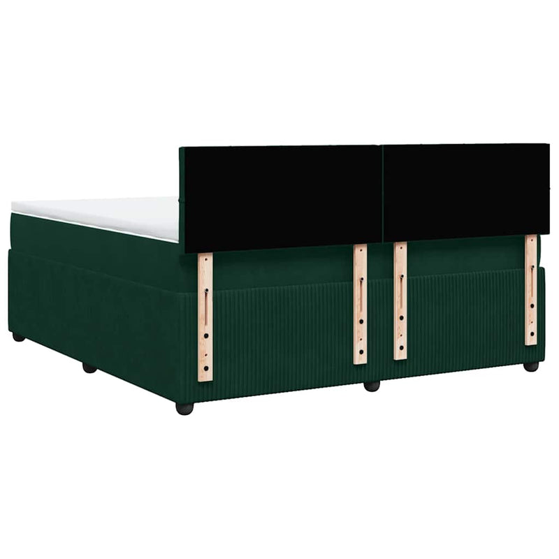 Pat box spring cu saltea, verde închis, 180x200 cm, catifea