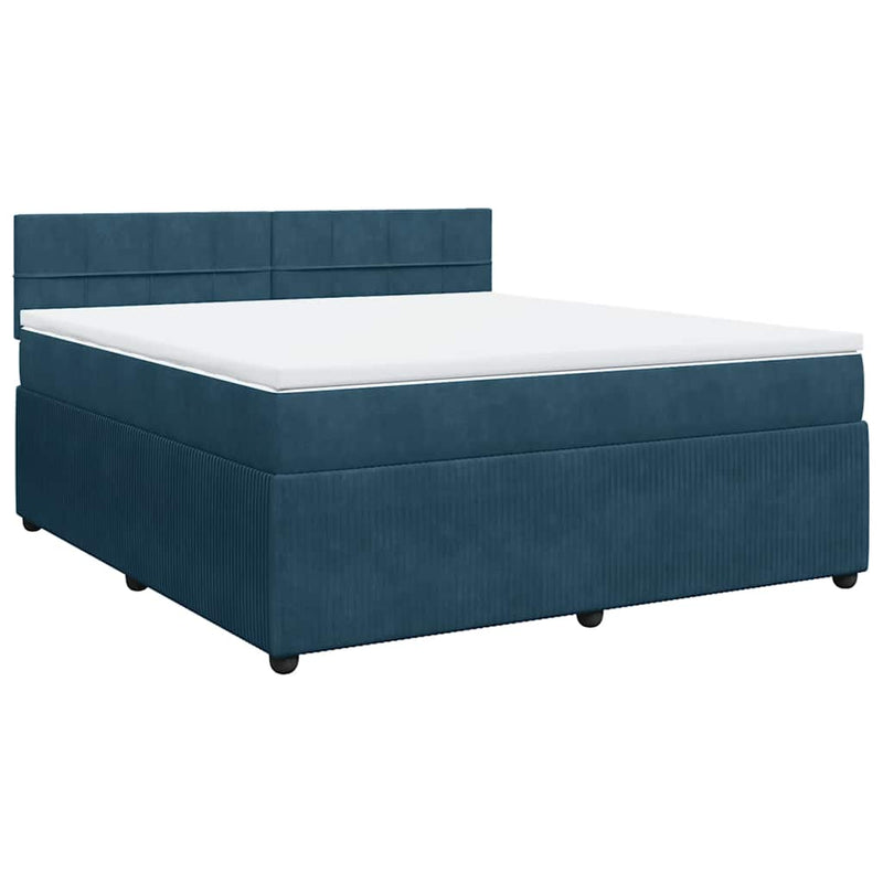 Pat box spring cu saltea, albastru, 180x200 cm, catifea