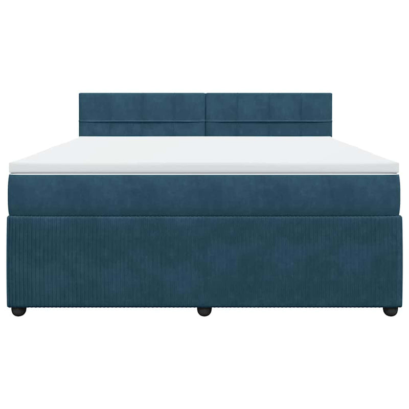 Pat box spring cu saltea, albastru, 180x200 cm, catifea