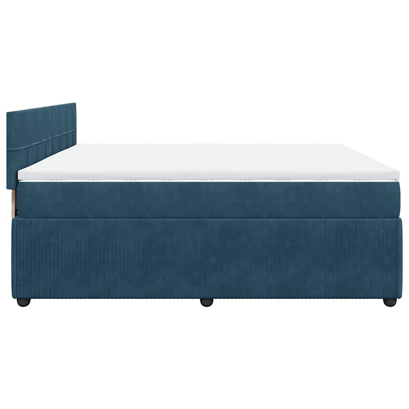 Pat box spring cu saltea, albastru, 180x200 cm, catifea