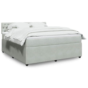 Pat box spring cu saltea, gri deschis, 180x200 cm, catifea