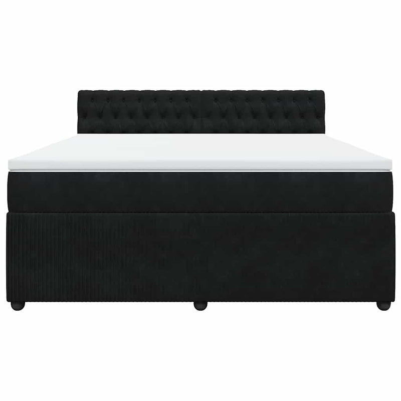 Pat box spring cu saltea, negru, 180x200 cm, catifea
