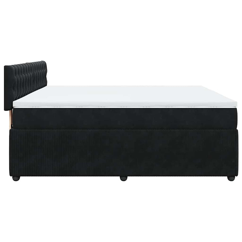 Pat box spring cu saltea, negru, 180x200 cm, catifea