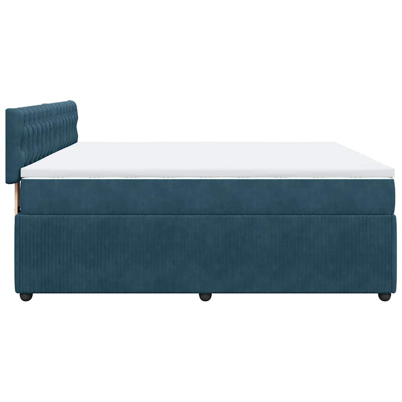 Pat box spring cu saltea, albastru, 180x200 cm, catifea