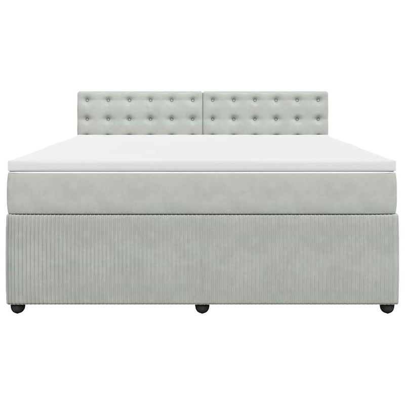 Pat box spring cu saltea, gri deschis, 180x200 cm, catifea