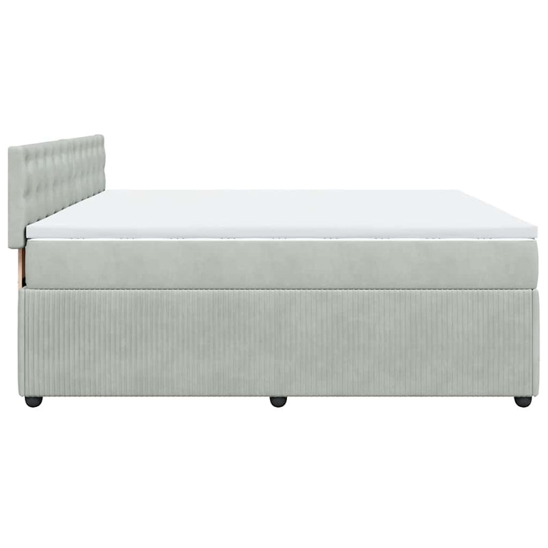 Pat box spring cu saltea, gri deschis, 180x200 cm, catifea