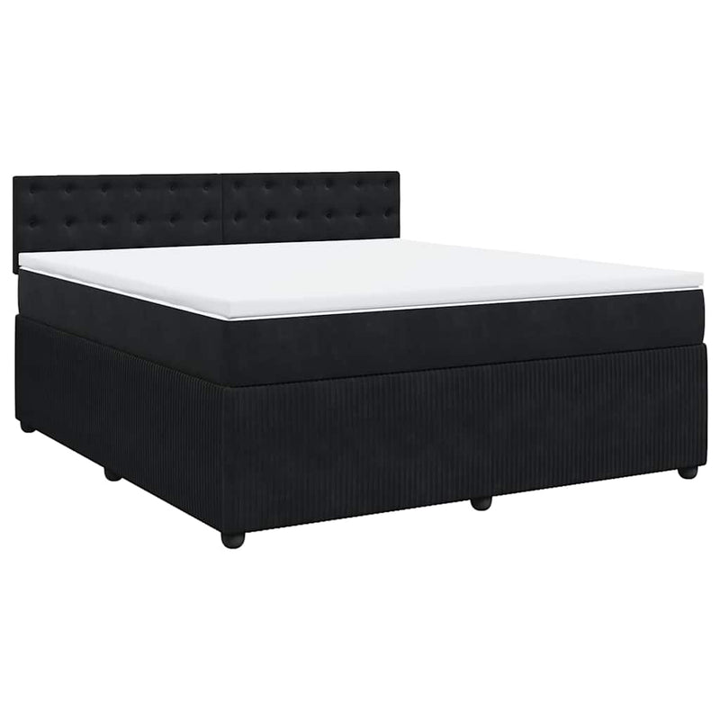 Pat box spring cu saltea, negru, 180x200 cm, catifea