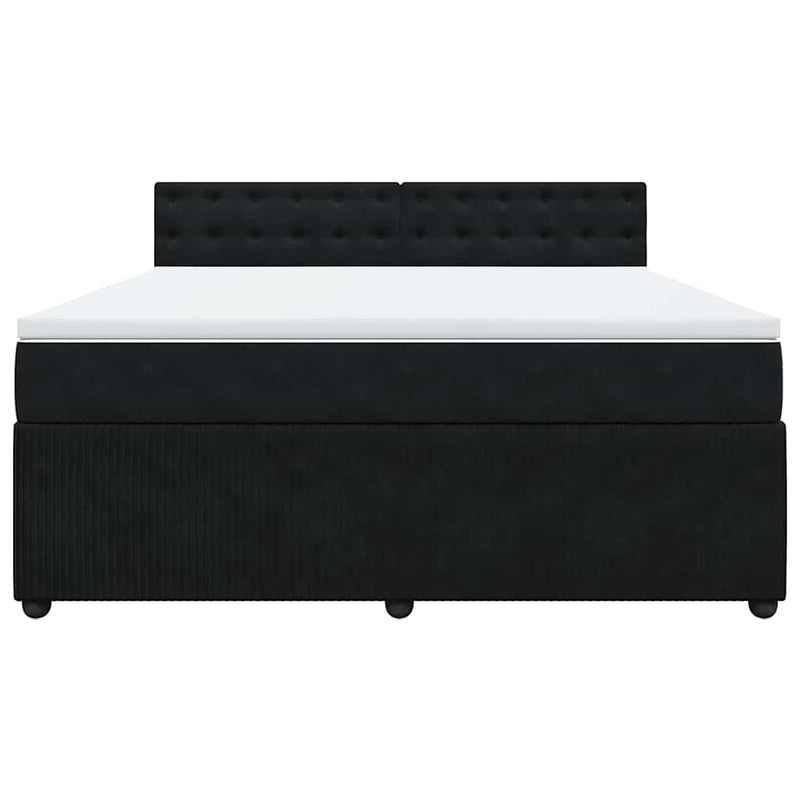 Pat box spring cu saltea, negru, 180x200 cm, catifea