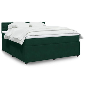 Pat box spring cu saltea, verde închis, 180x200 cm, catifea