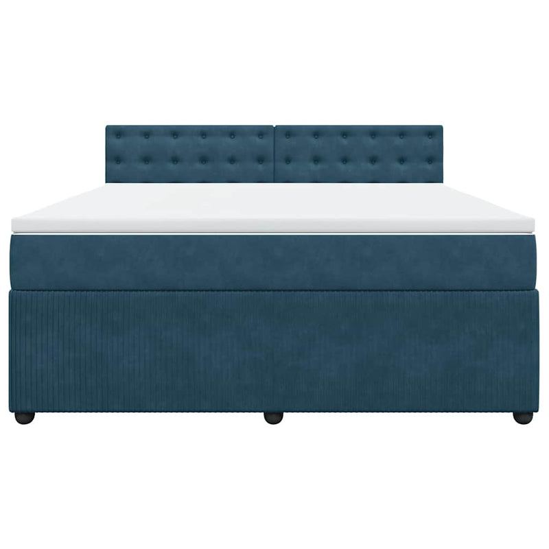 Pat box spring cu saltea, albastru, 180x200 cm, catifea