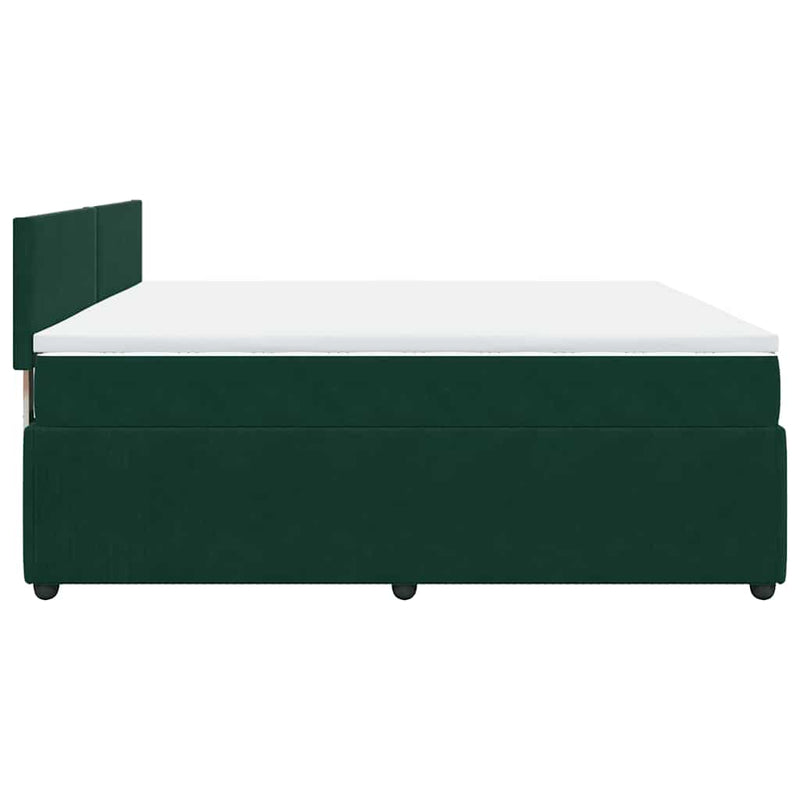 Pat box spring cu saltea, verde închis, 200x200 cm, catifea