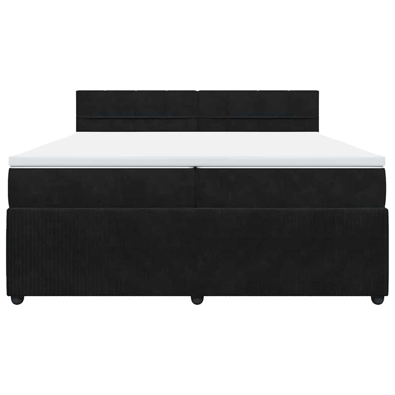 Pat box spring cu saltea, negru, 200x200 cm, catifea