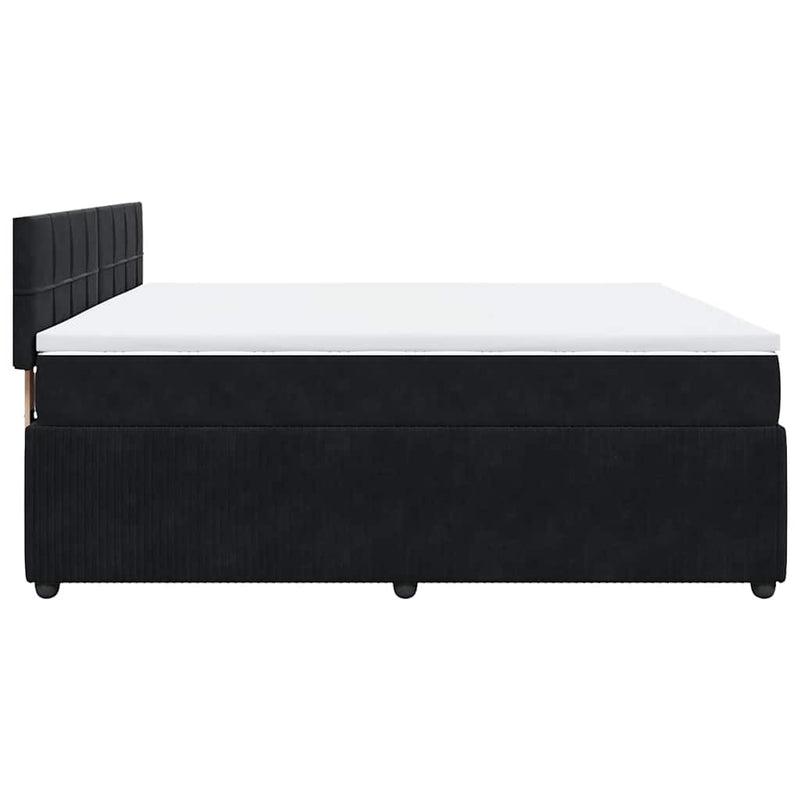 Pat box spring cu saltea, negru, 200x200 cm, catifea