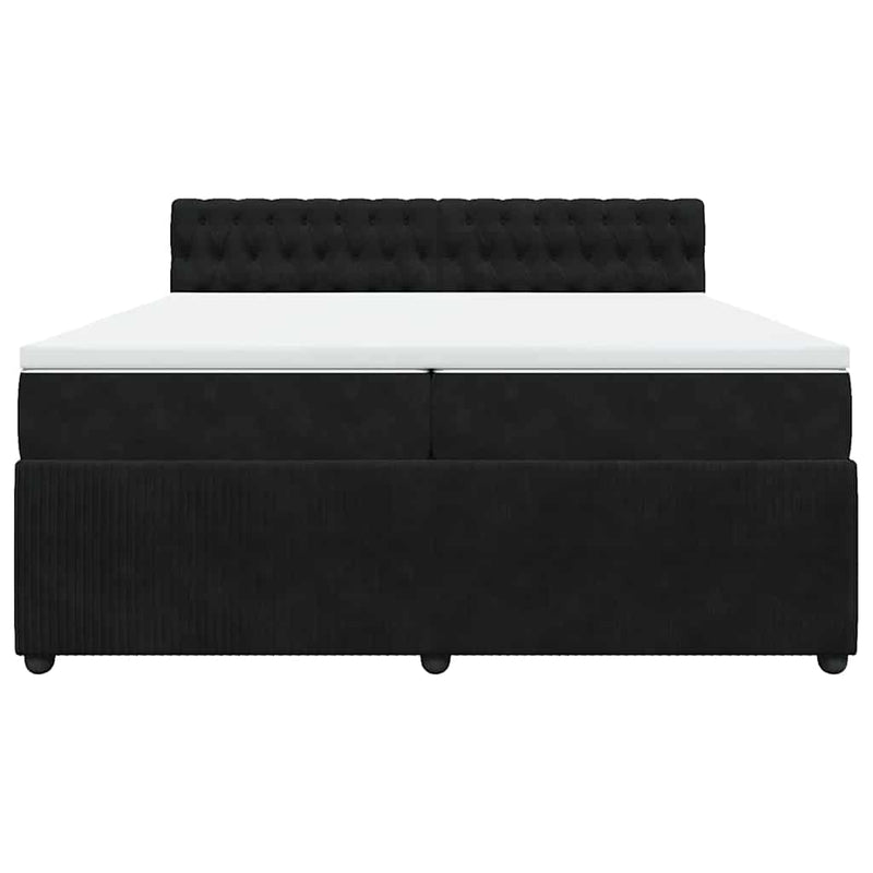 Pat box spring cu saltea, negru, 200x200 cm, catifea