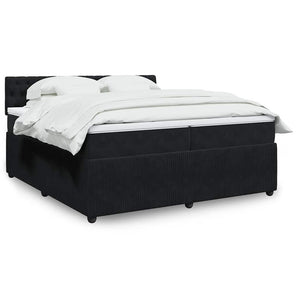 Pat box spring cu saltea, negru, 200x200 cm, catifea