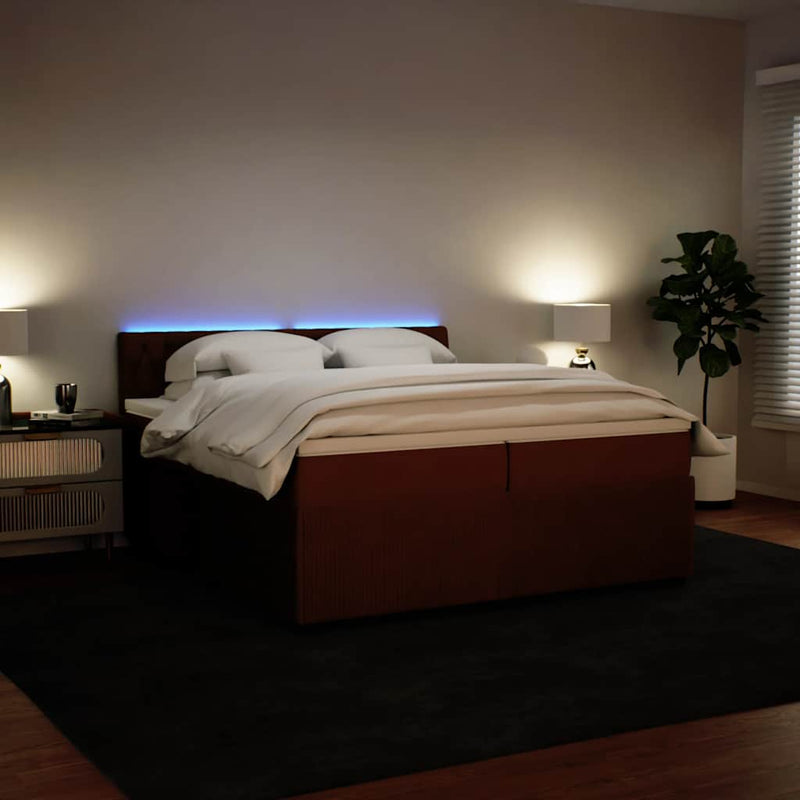 Pat box spring cu saltea, roz, 200x200 cm, catifea