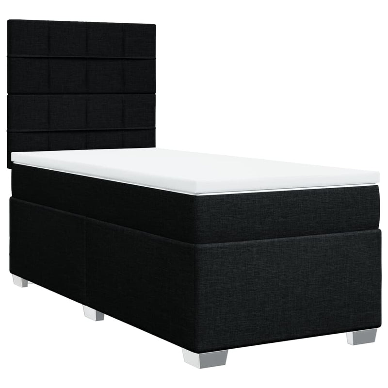 Pat box spring cu saltea, negru, 80x200 cm, textil