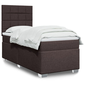Pat box spring cu saltea, maro închis, 80x200 cm, textil