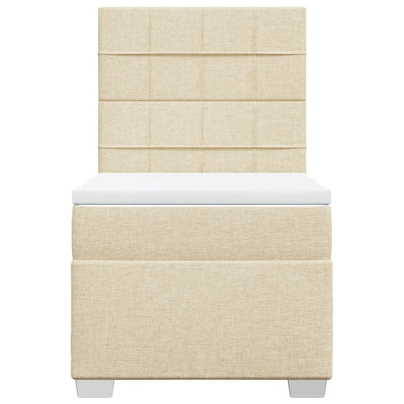 Pat box spring cu saltea, crem, 80x200 cm, textil