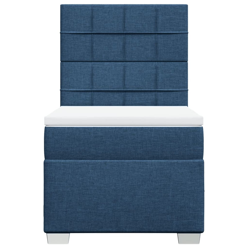 Pat box spring cu saltea, albastru, 80x200 cm, textil
