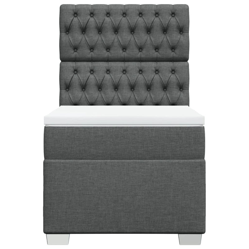 Pat box spring cu saltea, gri închis, 80x200 cm, textil
