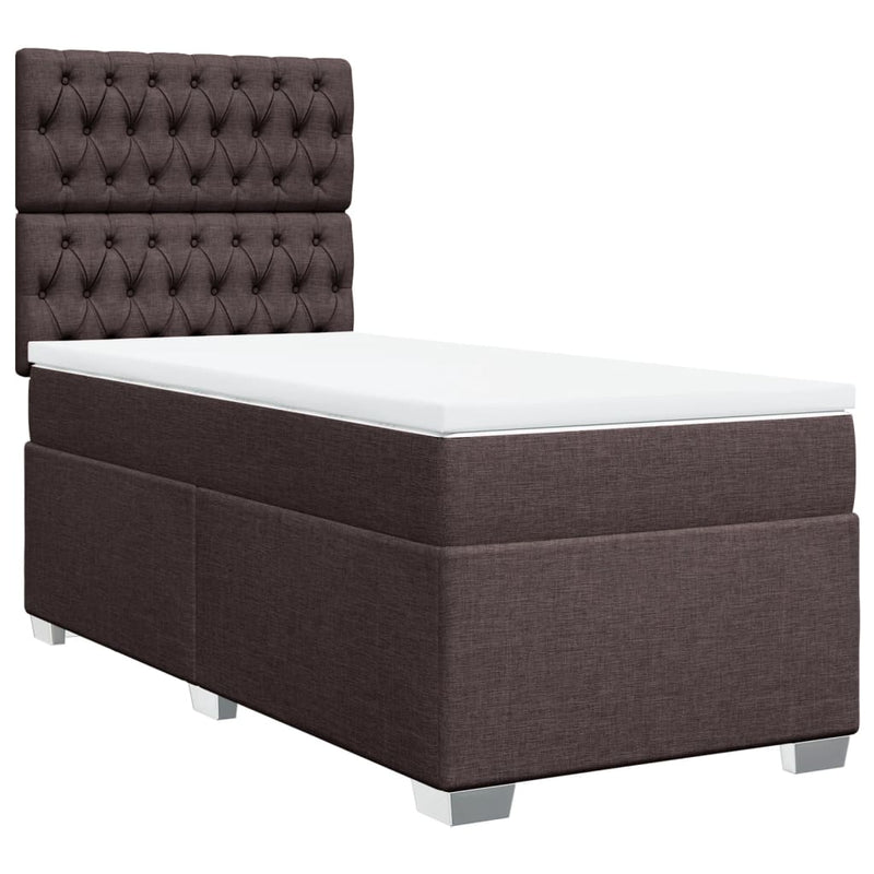 Pat box spring cu saltea, maro închis, 80x200 cm, textil