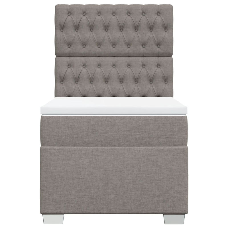 Pat box spring cu saltea, gri taupe, 80x200 cm, textil