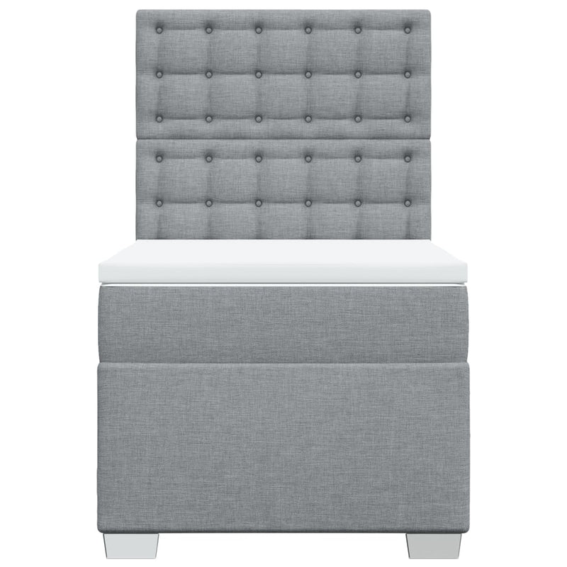 Pat continental cu saltea, gri deschis, 80x200 cm, textil