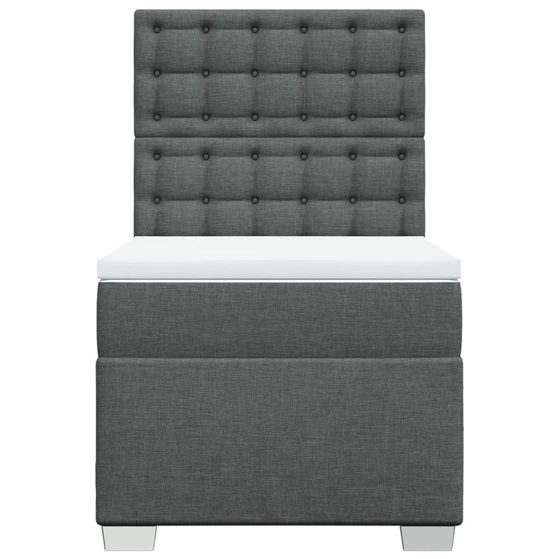 Pat box spring cu saltea, gri închis, 80x200 cm, textil