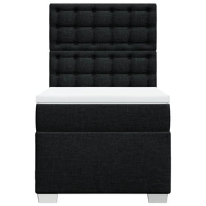 Pat box spring cu saltea, negru, 80x200 cm, textil