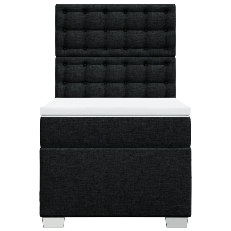 Pat box spring cu saltea, negru, 80x200 cm, textil
